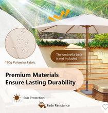 Beige 10ft wooden umbrella is a great choice for outdoor activities in courtyards, patios, gardens - new in plastic