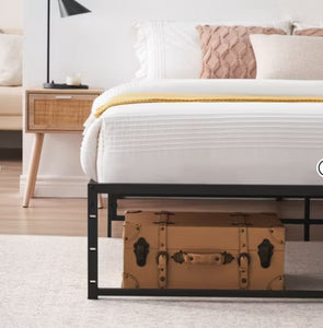 Full Size Bed Frame, 14 inch Metal with 3 in 1 Sturdy Steel Support, No Box Spring Needed, Black Frame! (NEW IN BOX)