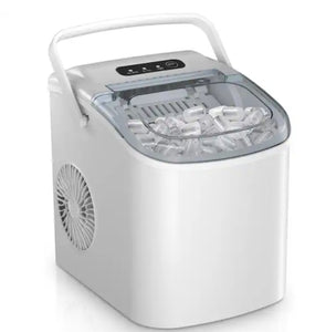 Simzlife 9.37 in. 26 lb. /24H Bullet Ice Countertop Portable Ice Maker in White, 6Mins/9Pcs, Auto-cleaning, with Basket and Scoop! (NEW IN BOX)