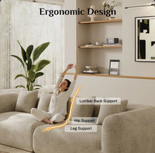 120'' Chenille Sofa Deep Seat Compression Couch with 4 Pillows Modern Living Room Sofa - WE DO NOT SHIP!!