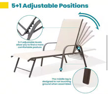 Pellebant Champagne 2-Piece Aluminum Adjustable Outdoor Patio Chaise Lounge in New Beige with Armrest! (NEW IN BOX)