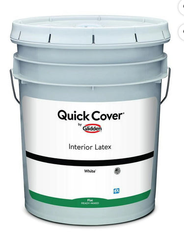 Glidden Quick Cover Interior Latex Paint Flat, White, 5 Gallon-