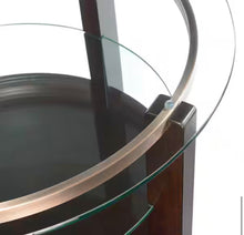Benton 35 in. Espresso/Clear Round Glass Top Coffee Table with Casters! (NEW IN BOX)