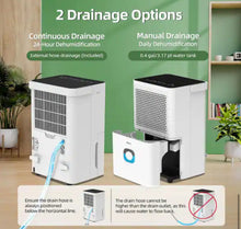 Edendirect 30 pt. 1,500 sq.ft. Portable Dehumidifier in White with Auto Defrost, Dual Filters, Variable Speeds, Continuous Run! (NEW IN BOX - Refurbished!)