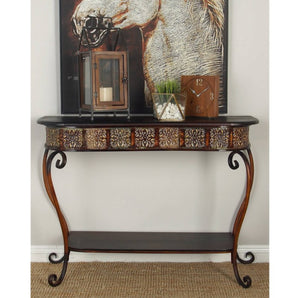 Traditional Metal Console Table - Dark Brown - Olivia & May: Entryway Table with Storage Shelf, Iron Frame!! NEW AND ASSEMBLED(MINOR SHIPPING BLEMISH)!!