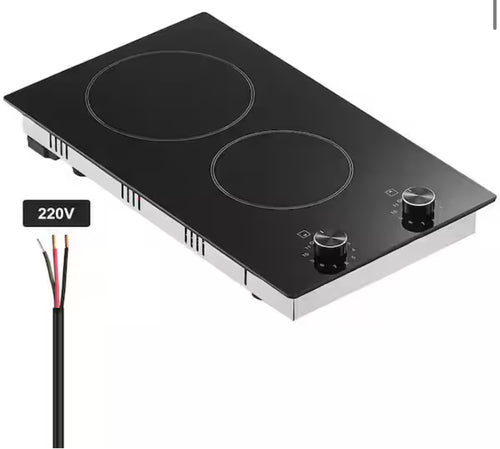 Electric Cooktop, 12 in. 2 Burners Built-in Electric Stove Top, 3000 W Ceramic Top Radiant Cooktop, with Glass Panel! (NEW IN BOX)