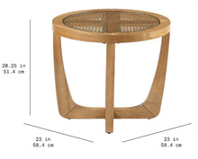 Beautiful Rattan & Glass Side Table with Solid Wood Frame by Drew Barrymore, Warm Honey Finish!! NEW IN BOX!!