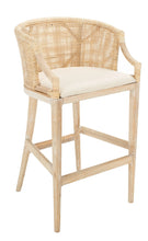 SAFAVIEH Brando Round Rattan Back Seat Bar Stool, Natural White Wash!! BRAND NEW!!