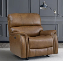 Barcalounger Presley Leather Power Rocker Recliner with Power Headrest, Brown! (NEW - HAS MINOR BLEMISH ON BOTTOM OF FRONT LEFT - PHOTOS SHOWN)