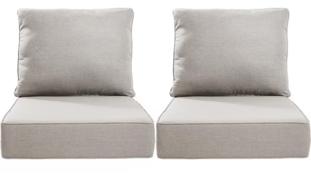 Ophoro 24 in. x 24 in. x 6in. 4-Piece Deep Seating Water & Fade Resistant Outdoor Lounge Chair Replacement Cushion Set in Beige, SET OF 2!! NEW IN BOX!!