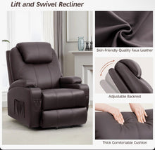 Deonn 34 Wide Power Lift Recliner Chair PU Leather with Massage Ergonomic