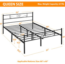 Yaheetech Queen Size Bed Frames/Metal Platform Bed with Headboard and Footboard/No Box Spring Needed/Easy Assembly, Black**New in box**