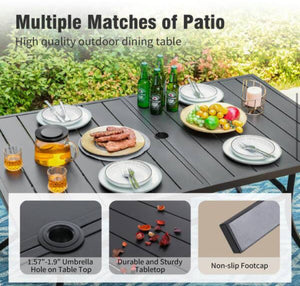 Black 5-Piece Metal Patio Outdoor Dining Set with Rectangle Table, Padded Textilene Swivel Chairs! (BRAND NEW IN 3 BOX’S! - 5PC SET ONLY - 4CHAIRS - 1TABLE)