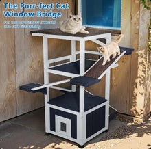 45" Fir Wood Outdoor Cat Tree with Multi-Level Climbing Ramps, 2 Removable Floors for Multiple Cats - WE DO NOT SHIP!!