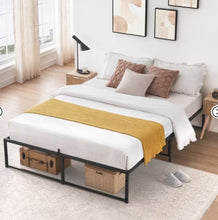 Full Size Bed Frame, 14 inch Metal with 3 in 1 Sturdy Steel Support, No Box Spring Needed, Black Frame! (NEW IN BOX)