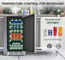 Hoore 15 in. 130 Cans 3.53 cu. ft. Built-in/Freestanding Outdoor Refrigerator in Stainless Steel with Interior Light! (NEW)