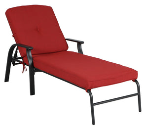 Mainstays Belden Park Cushion Steel Outdoor Chaise Lounge, Red!! NEW IN BOX!!