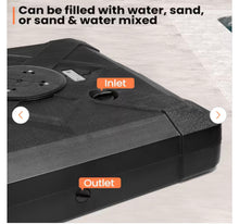 350 lbs. Mobile Square HDPE Heavy-Duty Outdoor Sand and Water Filled Patio Umbrella Base with 8-Wheels in Black- new!
