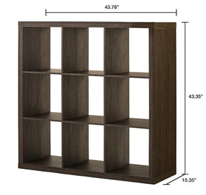 Better Homes & Gardens 9-Cube Storage Organizer, Tobacco Oak!! NEW AND ASSEMBLED!!