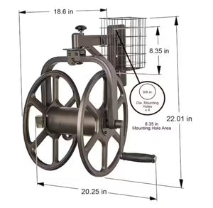 Liberty Garden Single Arm Navigator Rotating Garden Hose Reel with Storage Basket, Bronze!! NEW IN BOX!!