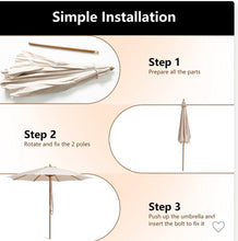 Beige 10ft wooden umbrella is a great choice for outdoor activities in courtyards, patios, gardens - new in plastic