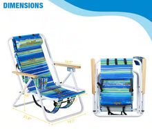Winado Portable 2 Pack Striped Blue Steel Folding Adjustable Headrest Beach Chair!! NEW IN BOX!!