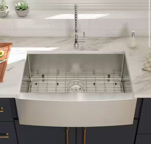 Coporesell 33 in. Farmhouse Single Bowl 16-Gauge Brushed Nickel Stainless Steel Kitchen Sink with Bottom Grids!! NEW IN BOX!!