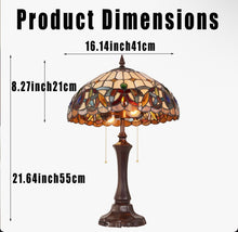 Tiffany Style Double Head Dragonfly Colored Glass Table Lamp