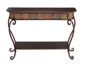 Traditional Metal Console Table - Dark Brown - Olivia & May: Entryway Table with Storage Shelf, Iron Frame!! NEW AND ASSEMBLED(MINOR SHIPPING BLEMISH)!!