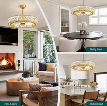 32 in. Indoor 10-Light Modern Downrod Mount Gold Bladeless Ceiling Fan with Light Reversible Rotation and Remote Control! (NEW IN BOX)
