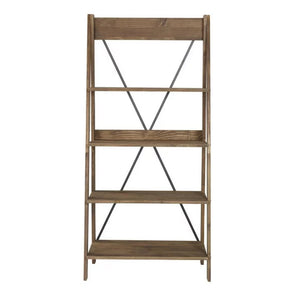 Walker Edison
Frankie 68" Solid Wood Ladder Bookcase with 4-Fixed Shelves in Brown**New in box**