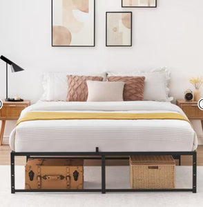 Full Size Bed Frame, 14 inch Metal with 3 in 1 Sturdy Steel Support, No Box Spring Needed, Black Frame! (NEW IN BOX)