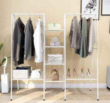 Metal Garment Rack Clothes Rack with Top Rod and Lower Storage Shelf Clothes Rack (White)! (NEW IN BOX)