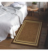 Ottomanson Ottohome Collection Non-Slip Rubberback Bordered Design 3x5 Indoor Area Rug, 3'3" x 5', Brown**New**
