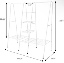 Metal Garment Rack Clothes Rack with Top Rod and Lower Storage Shelf Clothes Rack (White)! (NEW IN BOX)