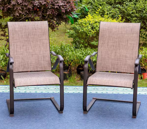 Black Ergonomic C-Spring Textilene Metal Patio Outdoor Dining Chair (2-Pack)! (BRAND NEW)