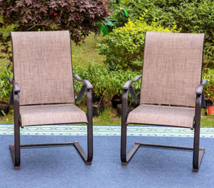 Black Ergonomic C-Spring Textilene Metal Patio Outdoor Dining Chair (2-Pack)! (BRAND NEW)