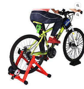 Bike Trainer Stand, Heavy Duty Stable Riding Stand Supports 350lbs Indoor Bicycle Trainer with Quick Release Wheel Block & 8 Level Resistance (RED)- new in box