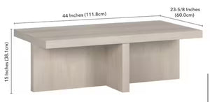 Elna 44 in. Alder White Rectangle MDF Top Coffee Table! (NEW IN BOX)
