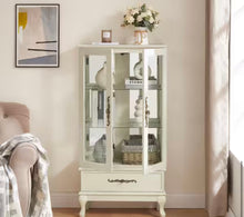 Timothy White Wood 51.6 in. Curio Display Cabinet with 2 Doors and Adjustable Glass Shelves! (NEW IN BOX)