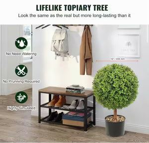 VEVOR Artificial Topiaries Boxwood Trees 22 in. Green Artificial Boxwood Topiaries With Containers Ball-Shape Plant, (2-Piece)!! NEW!!