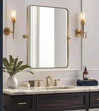 Modern Tilting Bathroom Vanity Wall Mirror | Stainless Steel Pivot Frame, 36” x 28”!