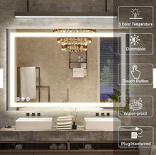 32 in. W x 48 in. H LED Light Anti-Fog Rectangular Modern Frameless White Wall Mirror- new