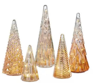 Set of 5 Glass Trees with LED Lights in Gold!

-Brand new in the box