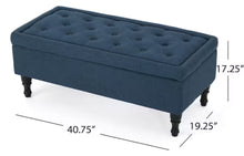 Noble House Chantelle Tufted Navy Blue Fabric Storage Ottoman! (NEW IN BOX)
