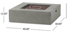 Noble House Zachary 40 in. x 12.5 in. Square MGO Propane Outdoor Patio Fire Pit in Light Grey with Tank Holder! (NEW IN BOX)