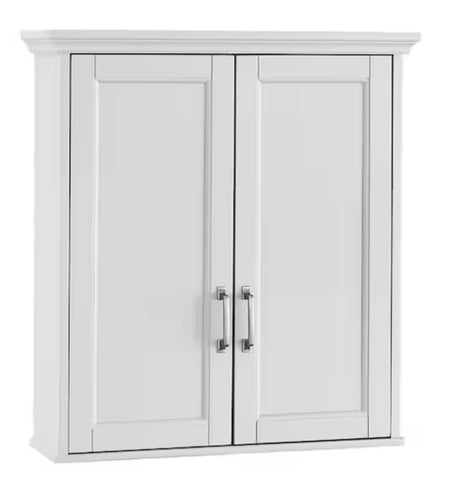 Home Decorators Collection Ashburn 24 in. W x 8 in. D x 27 in. H Bathroom Storage Wall Cabinet in White!! NEW IN BOX!!