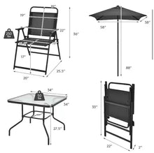 Room Essentials 6-Piece Metal Outdoor Dining Set and Umbrella, Black! (NEW IN BOX)