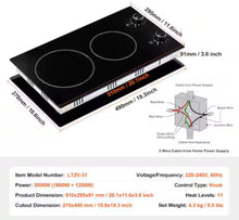 Electric Cooktop, 12 in. 2 Burners Built-in Electric Stove Top, 3000 W Ceramic Top Radiant Cooktop, with Glass Panel! (NEW IN BOX)