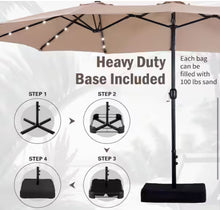 8-Piece Metal Patio Outdoor Dining Set with Slat Rectangle Table, 2 Elegant Swivel Chairs with Beige Cushions, and 15Ft LED Umbrella W/Base! (NEW - SCRATCHED FROM SHIPPING)